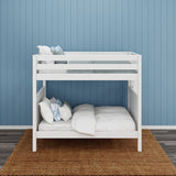 FIT 1 WP : Classic Bunk Beds Med. High Bunk w/ Straight Ladder on End, Panel, White