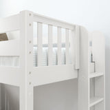 FIT 1 WS : Classic Bunk Beds Med. High Bunk w/ Straight Ladder on End, Slat, White