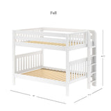 FIT 1 WS : Classic Bunk Beds Med. High Bunk w/ Straight Ladder on End, Slat, White