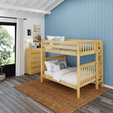 FIT XL 1 NS : Classic Bunk Beds Med Bunk XL w/ Straight Ladder on End (Low/Med), Slat, Natural