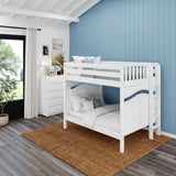 FIT XL 1 WC : Classic Bunk Beds Med Bunk XL w/ Straight Ladder on End (Low/Med), Curve, White