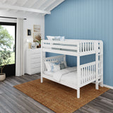 FIT XL 1 WS : Classic Bunk Beds Med Bunk XL w/ Straight Ladder on End (Low/Med), Slat, White