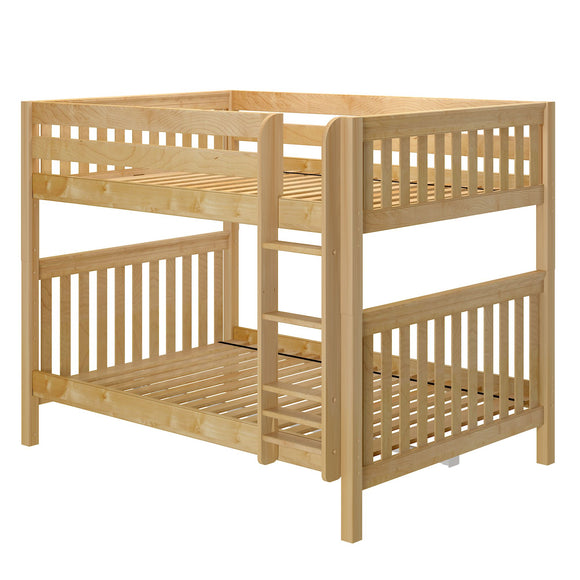 FIT XL NS : Classic Bunk Beds Full XL Medium Bunk Bed with Straight Ladder on Front, Slat, Natural
