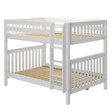 FIT XL WS : Classic Bunk Beds Full XL Medium Bunk Bed with Straight Ladder on Front, Slat, White