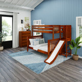 FUSE CS : Play Bunk Beds High Twin over Full Bunk Bed with Slide Platform, Slat, Chestnut