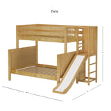 FUSE NP : Play Bunk Beds High Twin over Full Bunk Bed with Slide Platform, Panel, Natural