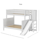FUSE WP : Play Bunk Beds High Twin over Full Bunk Bed with Slide Platform, Panel, White