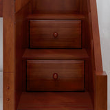 GALANT3 CS : Storage & Study Loft Beds Twin Mid Loft Bed with Stairs + Storage, Slat, Chestnut