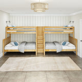 GALAXY XL NS : Multiple Bunk Beds High Twin XL over Queen Quadruple Bunk Bed with Stairs, Slat, Natural