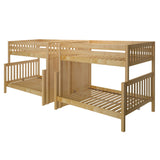 GALAXY XL NS : Multiple Bunk Beds High Twin XL over Queen Quadruple Bunk Bed with Stairs, Slat, Natural