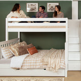 GALAXY XL WS : Multiple Bunk Beds High Twin XL over Queen Quadruple Bunk Bed with Stairs, Slat, White