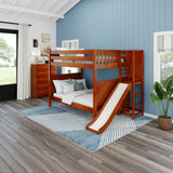 GAMUT CP : Play Bunk Beds Full High Bunk Bed with Slide Platform, Panel, Chestnut