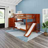 GAMUT CS : Play Bunk Beds Full High Bunk Bed with Slide Platform, Slat, Chestnut