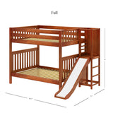 GAMUT CS : Bunk Bed Full High Bunk Bed with Slide Platform, Slat, Chestnut