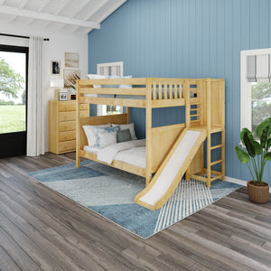 GAMUT NS : Play Bunk Beds Full High Bunk Bed with Slide Platform, Slat, Natural