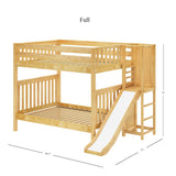 GAMUT NS : Play Bunk Beds Full High Bunk Bed with Slide Platform, Slat, Natural