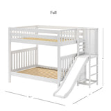 GAMUT WS : Play Bunk Beds Full High Bunk Bed with Slide Platform, Slat, White