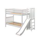 GAP WS : Play Bunk Beds Twin Medium Bunk Bed with Slide Platform, Slat, White