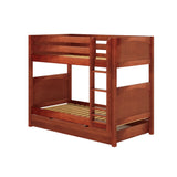 GETIT TD CP : Classic Bunk Beds Twin Medium Bunk Bed with Trundle Drawer, Panel, Chestnut