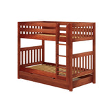 GETIT TD CS : Bunk Beds Twin Medium Bunk Bed with Trundle Drawer, Slat, Chestnut
