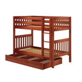 GETIT TD CS : Classic Bunk Beds Twin Medium Bunk Bed with Trundle Drawer, Slat, Chestnut