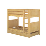 GETIT TD NP : Classic Bunk Beds Twin Medium Bunk Bed with Trundle Drawer, Panel, Natural