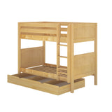 GETIT TD NP : Classic Bunk Beds Twin Medium Bunk Bed with Trundle Drawer, Panel, Natural