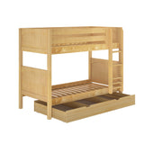 GETIT TD NP : Bunk Beds Twin Medium Bunk Bed with Trundle Drawer, Panel, Natural