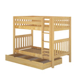 GETIT TD NS : Classic Bunk Beds Twin Medium Bunk Bed with Trundle Drawer, Slat, Natural