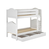 GETIT TD WC : Bunk Beds Twin Medium Bunk Bed with Trundle Drawer, Curve, White