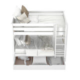GETIT TD WP : Bunk Beds Twin Medium Bunk Bed with Trundle Drawer, Panel, White