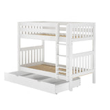 GETIT TD WS : Classic Bunk Beds Twin Medium Bunk Bed with Trundle Drawer, Slat, White