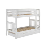 GETIT TD WS : Bunk Beds Twin Medium Bunk Bed with Trundle Drawer, Slat, White