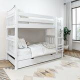 GETIT TD WS : Classic Bunk Beds Twin Medium Bunk Bed with Trundle Drawer, Slat, White