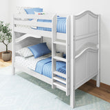 GETIT WC : Classic Bunk Beds Twin Medium Bunk Bed with Straight Ladder on Front, Curve, White