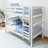 GETIT WS : Classic Bunk Beds Twin Medium Bunk Bed with Straight Ladder on Front, Slat, White
