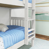 GETIT WS : Classic Bunk Beds Twin Medium Bunk Bed with Straight Ladder on Front, Slat, White