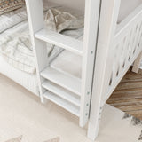 GETIT XL WS : Classic Bunk Beds Twin XL Medium Bunk Bed with Straight Ladder on Front, Slat, White