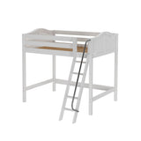 GIANT WC : Standard Loft Beds Full High Loft Bed with Angled Ladder on Front, Curved, White