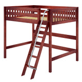 GIANT XL CS : Loft Bed Full XL High Loft Bed with Angled Ladder on Front, Slat, Chestnut