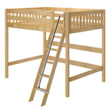 GIANT XL NS : Loft Bed Full XL High Loft Bed with Angled Ladder on Front, Slat, Natural