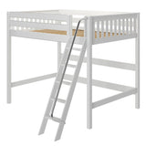 GIANT XL WS : Loft Bed Full XL High Loft Bed with Angled Ladder on Front, Slat, White