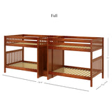 GIGA CS : Multiple Bunk Beds Full High Quadruple Bunk Bed with Stairs, Slat, Chestnut