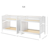 GIGA WC : Multiple Bunk Beds Full High Quadruple Bunk Bed with Stairs, Curve, White