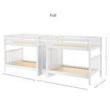 GIGA WS : Multiple Bunk Beds Full High Quadruple Bunk Bed with Stairs, Slat, White