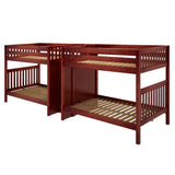 GIGA XL CS : Multiple Bunk Beds Full XL Quadruple Bunk Bed with Stairs, Slat, Chestnut