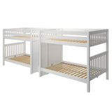 GIGA XL WS : Multiple Bunk Beds Full XL Quadruple Bunk Bed with Stairs, Slat, White