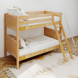 GOTIT NP : Bunk Bed Classic Mid Twin Bunk Bed with Angled Ladder on Front, Natural Birch Panel