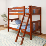 GOTIT CS : Classic Bunk Beds Twin Medium Bunk Bed with Angled Ladder on Front, Slat, Chestnut