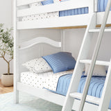 GOTIT WC : Classic Bunk Beds Twin Medium Bunk Bed with Angled Ladder on Front, Curve, White